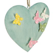 Product Decorative heart pendants with butterflies for spring decoration, 10.5cm, 3 pieces