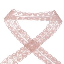 Lace ribbon hearts decorative ribbon lace old pink 25mm 15m