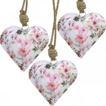Heart with floral pattern, Mother&#39;s Day, metal pendant H9cm 3pcs