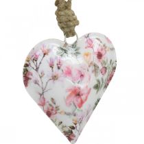 Heart with floral pattern, Mother&#39;s Day, metal pendant H9cm 3pcs
