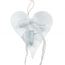Heart Hanger with Orchid Tube White 16cm 6pcs