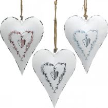 Decorative hearts for hanging metal white metal heart 12×16cm 3pcs