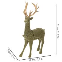 Product Standing Decorative Flocked Reindeer with Golden Antlers 31cm