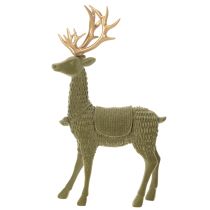 Product Standing Decorative Flocked Reindeer with Golden Antlers 31cm