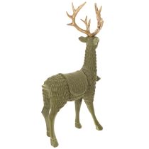 Product Standing Decorative Flocked Reindeer with Golden Antlers 31cm