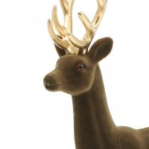 Product Deco deer decoration figure deco reindeer flocked brown H37cm