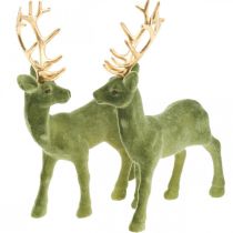 Deco deer decoration figure deco reindeer green H20cm 2pcs