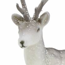 Product Decoration deer flocked/snowed 27,5cm 2 pcs