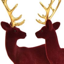 Product Deer Deco Reindeer Bordeaux Gold Calf Flocked 20cm Set of 2