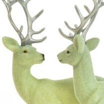 Product Deer Deco Reindeer Green Gray Calf Flocked 20cm Set of 2