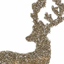 Product Deco plug deer glitter gold sorted 8/10cm 18pcs