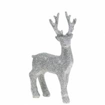Deco figurine deer silver glitter 9cm x 16cm