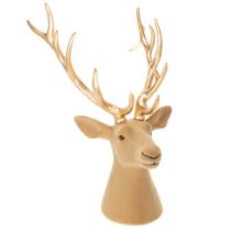 Product Decorative Deer Head Sculpture with Golden Antlers, 52cm, Interior Decoration