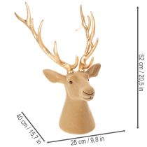 Product Deko Deer Head Sculpture with Large Gold Antlers 52cm