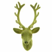 Product Decorative deer head flocked moss green 10cm x 20cm 3 pcs