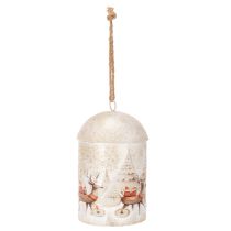 Product Metal Christmas Bell with Reindeer Design, 26cm, White and Gold