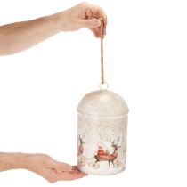 Product Metal Christmas Bell with Reindeer Design, 26cm, White and Gold