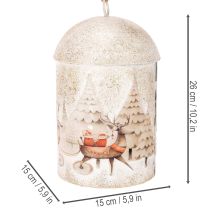 Product Metal Christmas Bell with Reindeer Design, 26cm, White and Gold