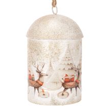 Product Metal Christmas Bell with Reindeer Design, 26cm, White and Gold