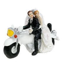Wedding figure bride and groom on motorbike 9 cm