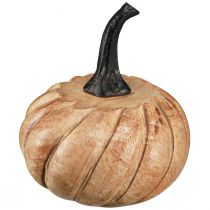 Product Wooden pumpkin with metal handle natural black Ø12cm H13cm