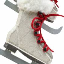 Product Wooden ice skate white for hanging 8cm 3pcs