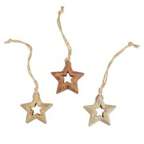 Product Wooden pendant wooden stars nature Christmas tree decorations Ø4.5cm 8pcs