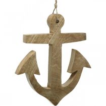 Product Hanging Anchor Mango Wood Nautical Hanger Natural H24.5cm