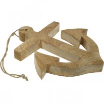 Product Hanging Anchor Mango Wood Nautical Hanger Natural H24.5cm