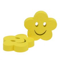 Product Wooden flower with face yellow 2,5cm 48p