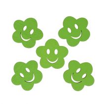 Product Wooden flower with face green 2.5cm 48 pcs