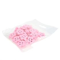 Product Wooden flower with face pink 2.5cm 48 pcs