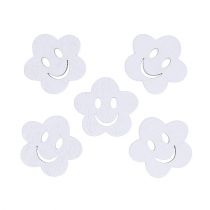 Wooden flower with face White 2,5cm 48p