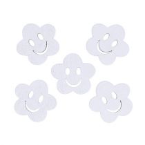 Product Wooden flower with face white 2.5cm 48 pcs