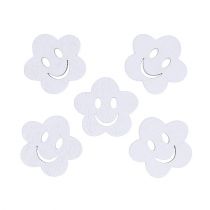 Product Wooden flower with face White 2,5cm 48p