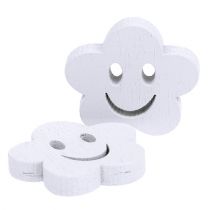 Product Wooden flower with face white 2.5cm 48 pcs
