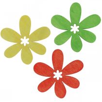 Product Wooden flowers scatter decoration blossoms wood yellow/orange/green Ø4cm 72p