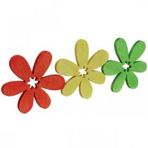 Product Wooden flowers scatter decoration flowers wood yellow/orange/green Ø4cm 72 pcs