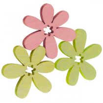 Product Wooden flowers scatter decoration blossoms wood yellow/pink/green Ø2cm 144p