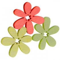Wooden flowers scatter decoration blossoms wood orange/yellow/green Ø2cm 144p