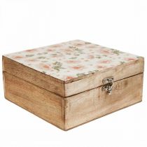 Product Wooden box with lid jewelry box wooden box 20×20×9.5cm