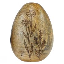 Product Wooden eggs natural mango wood Easter eggs made of wood flower decor H10cm 3 pcs