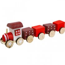 Product Wooden Railway Decoration Christmas Train Red L20cm H6cm 2 pcs