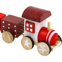 Product Wooden Railway Decoration Christmas Train Red L20cm H6cm 2 pcs