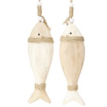 Product Wooden fish decoration maritime pendant Paulownia wood 27cm 2pcs