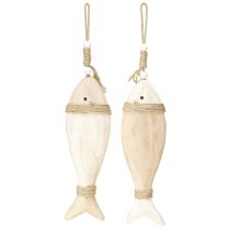 Product Wooden fish decoration maritime pendant Paulownia wood 27cm 2pcs