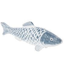 Product Wooden fish in blue and white, fish decoration, wood flour, 35cm, 1 piece