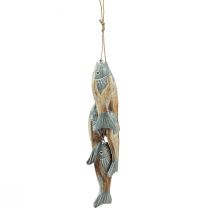 Product Wooden fish silver gray hanger with 5 fishes wood 15cm