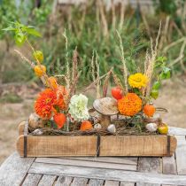 Product Wooden planter with metal fittings, double brick shape, vintage planter L57cm