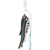 Product Wooden Fish Hanging Decorations, Blue, 36cm, 4 Pieces
